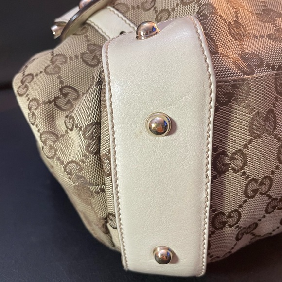 GUCCI GG Canvas Horsebit Tote Bag Beige Silver - Picture 7 of 13